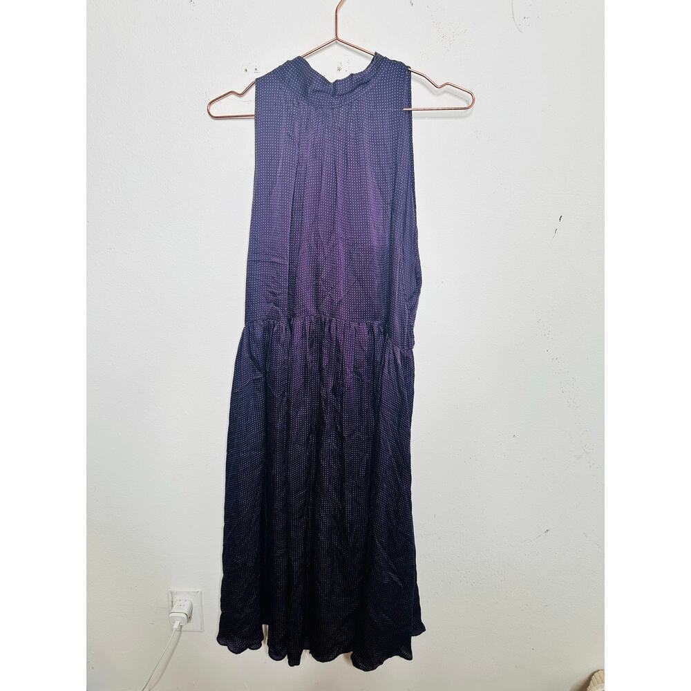 CLUB MONACO Black 100% Silk High Neckline Tie-Back Midi Dress size 4 - Picture 3 of 14
